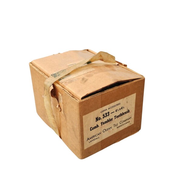 Vintage American Olean Tile Tumbler Toothbrush Cup Holder Ceramic Wall Mount - Picture 10 of 10